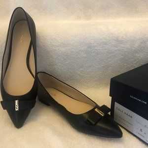 Cole Haan Elsie Bow Black Leather Flat Sz8